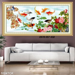 Tranh cửu ngư quần hội - gạch tranh 3D