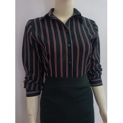 Áo sơ mi nữ lụa voan sọc kẻ, áo nữ công sở thanh lịch, áo sơ mi tay dài full màu A4474 full size
