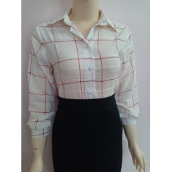 Áo sơ mi nữ lụa trắng voan sọc kẻ, áo nữ công sở thanh lịch, áo sơ mi tay dài full màu A4475 full size
