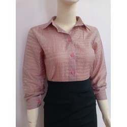 Áo sơ mi nữ hồng dài tay, A4478 áo đũi  áo nữ công sở thanh lịch, áo nữ công sở full size