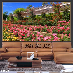 Tranh gạch đẹp vườn hoa đẹp