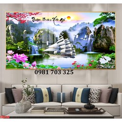 Tranh gạch thuyền buồm trang trí