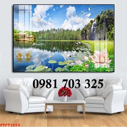 Tranh gạch thác nước đẹp phong thủy