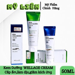 Kem Dưỡng Ẩm, Làm Dịu, Giảm Kích Ứng Wellage Real Cica Calming Cream , Wellage  Hyaluronic Cream