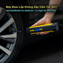 Máy Bơm Lốp Không Dây 4in1 HECKERMANN Pin 6000mAh , Tự Ngắt Khi Bơm Đầy - Home and Garden