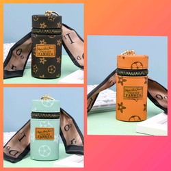 Móc Khóa LV Da Nâu, Xanh, Cam Khăn Lụa, Móc Khóa Xe Máy, Xe Hơi Đựng Đồ