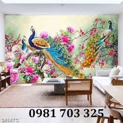 Gạch tranh chim công 3D