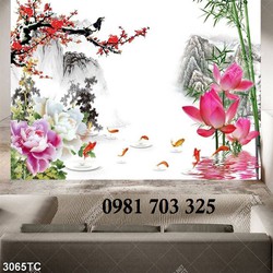Gạch tranh hoa mẫu đơn 3D đẹp