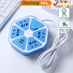 HnL Store - Ổ Điện Lục Giác 6 Lỗ Thông Minh Tích Hợp ổ Cắm USB Sạc Điện Thoại Có Công Tắc