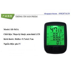 Đồng hồ tốc độ xe đạp chống nước chính hãng SUNDING SD-563A màn LCD có led hàng có dây độ chính xác cao nhiều tính năng