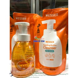 Nước rửa bình sữa Wesser dạng gói và chai 500ml (Nhập khẩu Hàn Quốc)