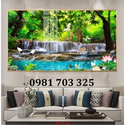 Tranh gạch đẹp thác nước 3D
