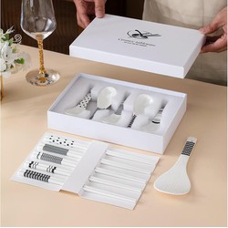 COMBO 5 đôi Đũa Sứ và 5 Muỗng Sứ Bắc Âu Kháng Khuẩn Cao Cấp
