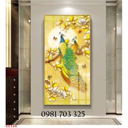Tranh khổ dọc chim công đẹp
