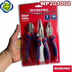 Bộ kìm 3 chi tiết Workpro WP201008 (kìm điện, kìm cắt và kìm nhọn) loại 6 inch180mm