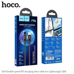 Cáp sạc nhanh Hoco X14 PD 20w dây dù chống gãy gập, dài 2m dành cho 11 12 13 14 Series