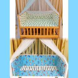 Vỏ Bọc Nôi, Giường Xanh, Xanh Lá, Ga Bọc Quây Nôi Gỗ, Giường Cotton Hàn Quốc