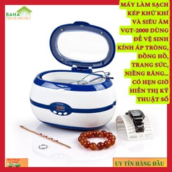 MÁY LÀM SẠCH KÉP KHỬ KHÍ VÀ SIÊU ÂM VGT-2000 DÙNG ĐỂ VỆ SINH KÍNH ÁP TRÒNG, ĐỒNG HỒ, TRANG SỨC, NIỀNG RĂNG CÓ HẸN GIỜ HIỂN THỊ KỸ THUẬT SỐ "BAHAMAR" chế độ khử khí giúp loại bỏ oxy khỏi chất lỏng và tăng tính thấm của chất lỏng