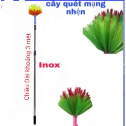 Cây quét mạng nhện inox kéo dài khoảng 3 mét (Giao màu ngẫu nhiên)