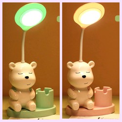 Đèn Học Gấu Hồng, Xanh Ngọc Kèm Hộp Đựng Bút Tặng Dây Sạc, Chống Mỏi Mắt, Đèn Làm Việc, Đèn Ngủ, Đèn Để Bàn Dễ Thương