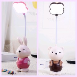 Đèn Học Thỏ Hồng, Gấu Nâu Tặng Dây Sạc, Chống Mỏi Mắt, Đèn Làm Việc, Đèn Ngủ, Đèn Để Bàn Dễ Thương Trang Trí