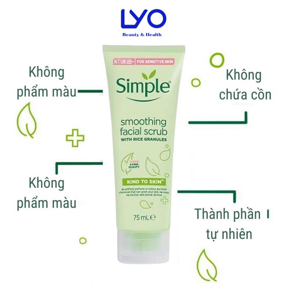 Hình ảnh Chính hãng Kem Tẩy Da Chết Simple Kind to Skin Smoothing Facial Scrub.