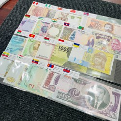 [XÃ KHO] Bộ Tiền Kỷ Niệm Sưu Tập 20 Nước Quốc Gia Khác Nhau Kèm Bao Lì Xì Vải Gấm