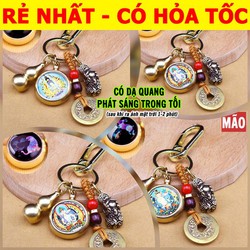 Móc Khóa 4 Món Dạ Quang Phát Sáng 12 Con Giáp Dây Vàng 5 Đồng Xu Quả Bầu Rỗng Mix 2 Mặt Phật Bản Mệnh