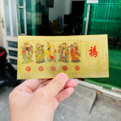 COMBO 10 Tờ Tiền Ngũ Phúc Plastic Mạ Vàng Phúc Lộc THỌ Tài Hỷ. Lì Xì Tết Phát Lộc May Mắn