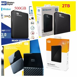 SALE - Ổ Cứng Di Động WD My Passport / Elements / Passport Ultra Metal dung lượng 500GB / 1TB / 2TB / 3TB / 4TB Chuẩn USB 3.0 3.2 Hàng chuẩn Chính Hãng 100% Tặng kèm theo Bao đựng ổ cứng WD chống sốc đa năng