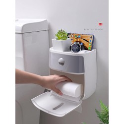 Hộp đựng giấy vệ sinh 2 tầng đa năng không cần khoan vít, Sang trọng, Tiện dụng