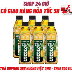 Trà BUNON Tea365 Hương Mật Ong - 1 Lốc 6 Chai 500 Ml