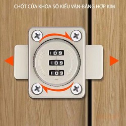 (CHÍNH HÃNG) Chốt Cửa Khóa Số Kiểu Vặn Với 3 Mã Số Có Thể Thay Đổi Được, Bằng Hợp Kim Chắc Chắn