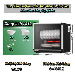 Tủ 2 Tầng Khử Trùng Sấy Khô Chén Bát Gia Đình Albert Ger Công Nghệ Đức Dung Tích 58L - Dominate The Market