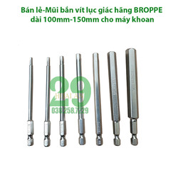 Bán lẻ - Mũi bắn lục giác hãng BROPPE dài 100mm-150mm cho máy khoan, bắn vít