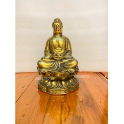 Tượng Phật Tổ ngồi đài sen bằng đồng vàng