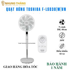 Quạt Cây Đứng Toshiba F-LSD30(W)VN 30W - Điều Khiển Từ Xa - 9 Cánh Quạt - Hàng Chính Hãng - Bảo Hành 12 Tháng