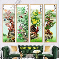 Tranh tứ quý phong thủy 3D