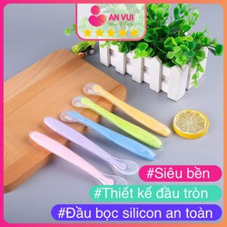 Thìa silicon muỗng tập ăn dặm cho bé siêu mềm hình mặt cười hình trái tim - anvuistore
