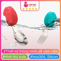 Thìa Ăn Dặm Thìa Tập Xúc Cho Bé Muỗng Nĩa Đồ Dùng Ăn Dặm Silicon Hình Thú Voi Hà Mã - Anvuistore