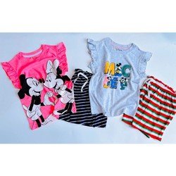 G-BSN3 - Bộ sát nách cho bé gái tay cánh tiên kèm quần nhún vải mềm rất đẹp hàng Rd size 1-5Y