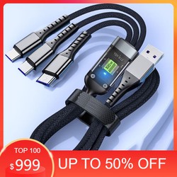 Dây Cáp Sạc Nhanh Kèm Chuyền Dữ Liệu Điện Thoại 3 Đầu Sạc Nhanh 100W Bọc Dù Chống Đứt Siêu Bền