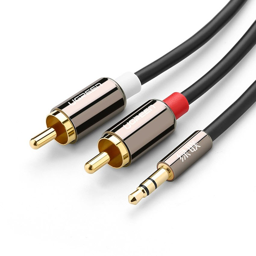 Cáp Audio 3.5 ra 2 đầu hoa sen 2m Ugreen 10584 (Mã SP: Cáp Audio 3.5 UG-10584)