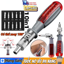 Tua vít vạn năng tua vít đa năng trợ lực 180 độ hàng nhật + 10 đầu vít chuyên dụng