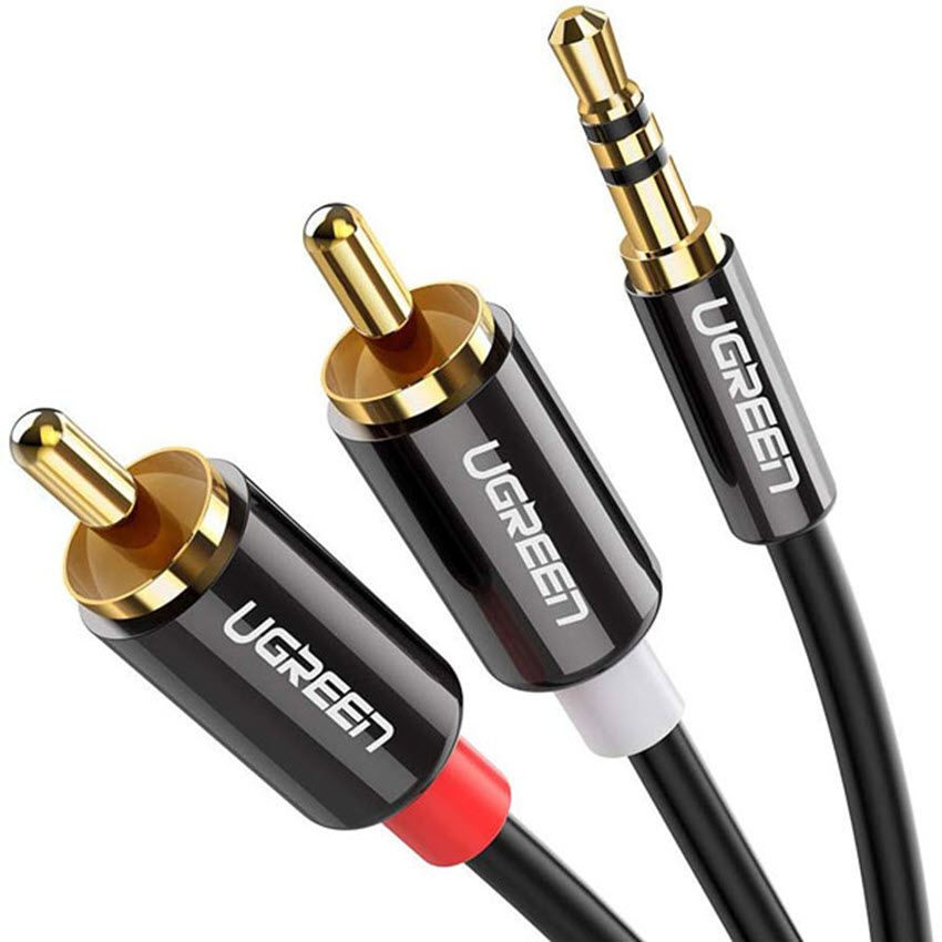 Cáp Audio 3.5 ra 2 đầu hoa sen 2m Ugreen 10584 (Mã SP: Cáp Audio 3.5 UG-10584)