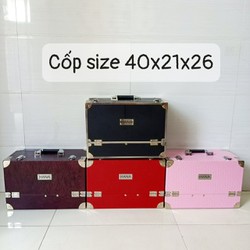 Hàng Loại 1 - Cốp Hana size 40x21x26 bọc gốc inox, đựng dụng cụ make up trang điểm, nail, mi có khóa tặng kèm dây đeo
