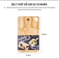 Bộ 2 thớt gỗ cây cao su tự nhiên bề mặt cứng, láng mịn, đảm bảo an toàn thực phẩm