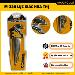 Lục giác bộ, lục giác bi và hoa thị 9 món cao cấp siêu bềnCOROLLA  kích thước từ 1.5mm đến 10mm