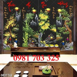 Gạch tranh 3D phong thủy tứ quý