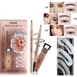 Bộ Khung Kẻ Lông Mày, Chì Kẻ Chân Mày Tặng Kèm 3 Dáng Khuôn Kẻ Mày Novo Fashion